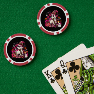 Griezelig Seizoen Lief Geestje in Heksenhoed en Po Poker Chips