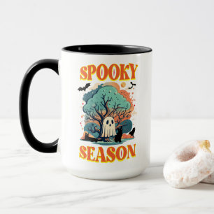 Griezelig Seizoen Spook & Zwarte Kat Halloween Ont Mok