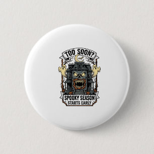 Griezelig Seizoen T-shirt Vintage Gravure Hallowee Ronde Button 5,7 Cm