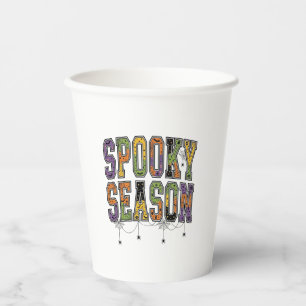 Griezelig Seizoen Vintage Halloween Typografie Ont Papieren Bekers