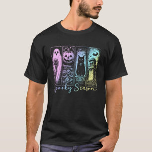Griezelig Seizoen Zwarte Kat Pompoen Halloween Her T-shirt