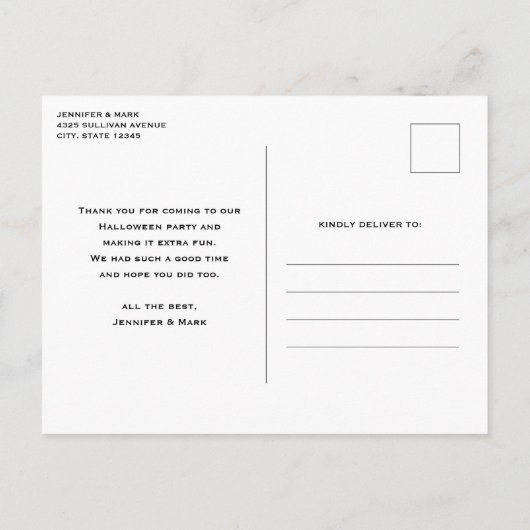 Griezelig skelet en pompoenen Halloween bedankt Briefkaart (Achterkant)