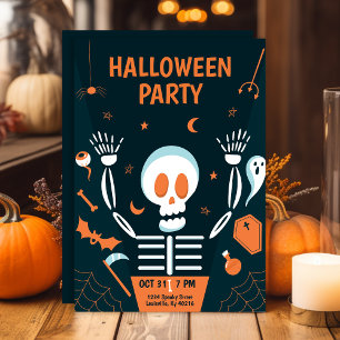 Griezelig Skelet Halloween Feest Kaart
