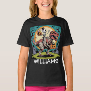 Griezelig Skelet & Mummie T-Rex Halloween-ontwerp T-shirt