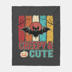 Griezelig zoete Halloween vleermuis Retro Grafisch Fleece Deken