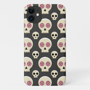 Griezelig zoete Kawaii-gotische schedel met bloeme iPhone 11 Hoesje