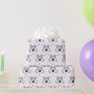 Griezelig zoete pastel goth oogbal & strik patroon cadeaupapier