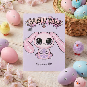 Griezelig zoete Pastel Goth Pasen Schedel Konijn Feestdagenkaart