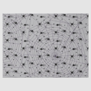 Griezelig zwart spindpatroon op grijs tissuepapier