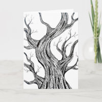 Griezelige abstracte boom pen tekening kunst wensk