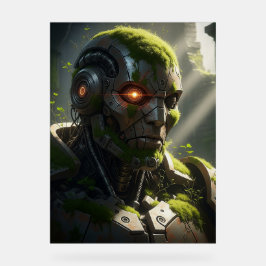 Griezelige Android overwoekerd Cyberpunk Art Acryl Bord