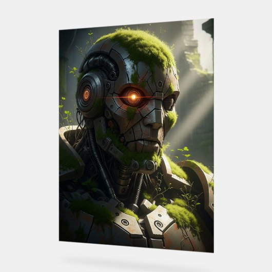 Griezelige Android overwoekerd Cyberpunk Art Acryl Bord (Hoek)