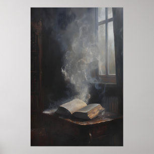 Griezelige antieke boek donkere academische kunst, poster