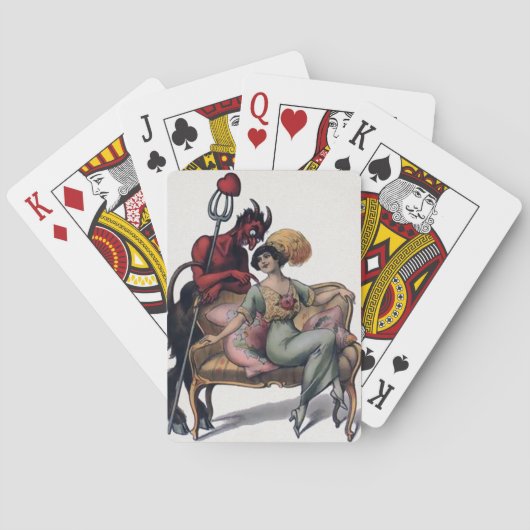 Griezelige antieke duivel pokerkaarten (Achterkant)