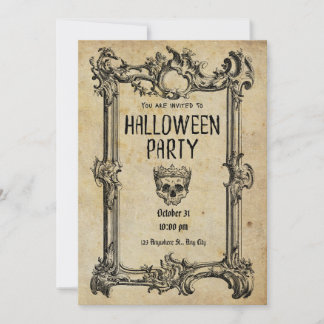 Griezelige antieke Halloween-feestuitnodigingskaar Feestdagenkaart