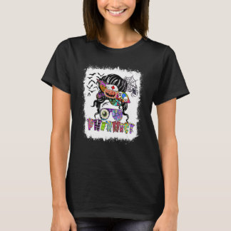 Griezelige Apotheek Rommelige Bun Vrouwen Apotheke T-shirt