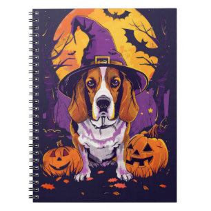 Griezelige Beagle Halloween Heks en Pompoen Notitieboek