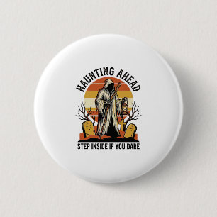 Griezelige begraafplaats shirt met heksengek zonso ronde button 5,7 cm