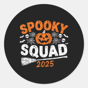 Griezelige Bende 2025 Familie Halloween Matching Ronde Sticker