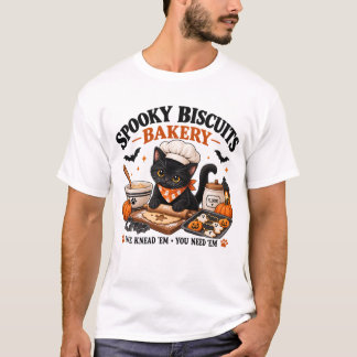 Griezelige Biscuit Bakkerij, Zwarte Kat Halloween T-shirt