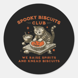 Griezelige Biscuit Club Kat Grappige Halloween Bak Ronde Sticker