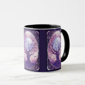 Griezelige boom Volle Maan Vogels Paarse Halloween Mok (Voorkant rechts)