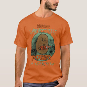 Griezelige Boze Aardappel Kettingzaag Horror Film  T-shirt