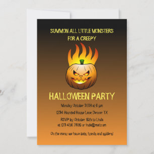 Griezelige brandende Halloween pompoen uitnodiging