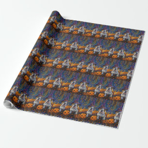 Griezelige Bulldog Halloween Heks en Pompoen Cadeaupapier