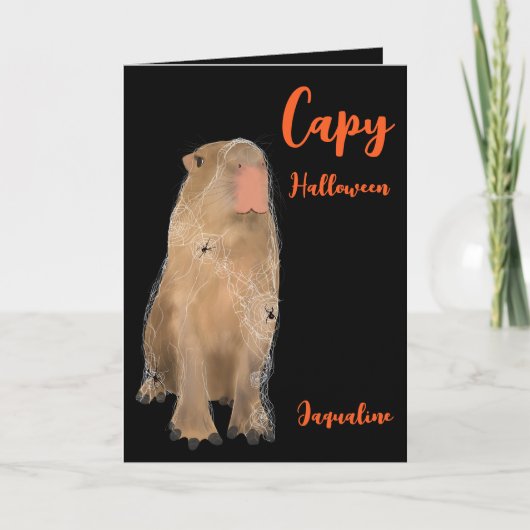 Griezelige Capybara Puns Illustratie Halloween Kaart (Voorkant)