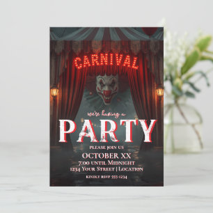 Griezelige Carnaval Ingang Clown Halloween Feest Kaart