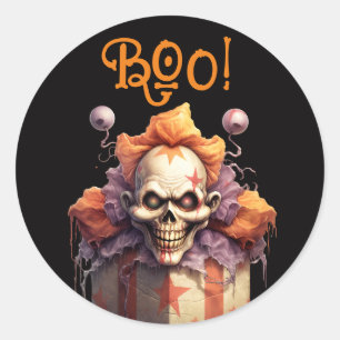 griezelige clown schedel Peek-a-Boo Halloween Ronde Sticker