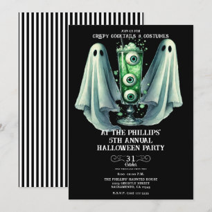 Griezelige Cocktails & Kostuums Spook Halloween Fe Kaart