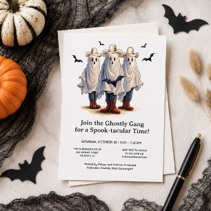 Griezelige Cowboy Geesten Western Halloween Kaart