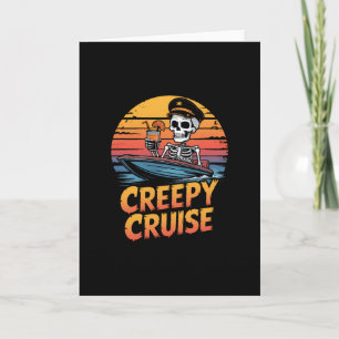 Griezelige Cruise Retro Stingray Halloween Vakanti Kaart