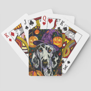 Griezelige Dalmatische Hond Halloween Heks En Pomp Pokerkaarten