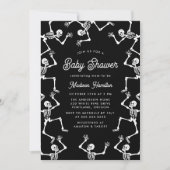 Griezelige Dansende Skeletten Baby Borrel Kaart (Voorkant)