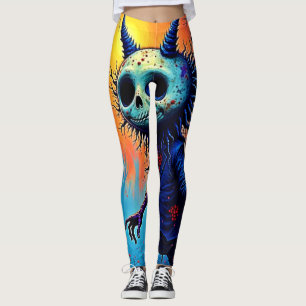Griezelige demon in ontwerp van griezelige bossen leggings