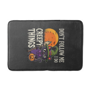 Griezelige Dingen Halloween Kat Heks Ontwerp_1 Badmat