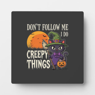 Griezelige Dingen Halloween Kat Heks Ontwerp_1 Fotoplaat