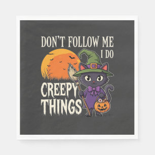 Griezelige Dingen Halloween Kat Heks Ontwerp_1 Servet