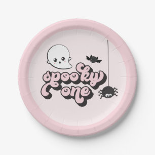 Griezelige Eén Halloween 1e verjaardag papieren bo Bordje