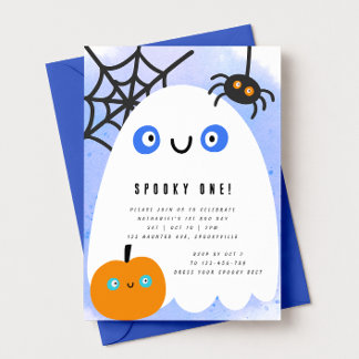 Griezelige Eén Halloween Eerste Verjaardagsuitnodi Kaart