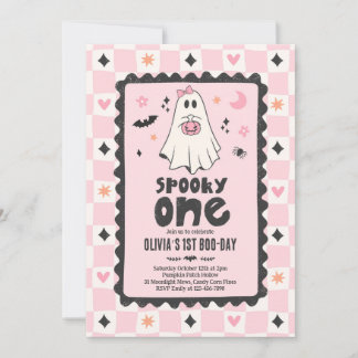Griezelige Eén Halloween Meisje Geest 1e Verjaarda Kaart
