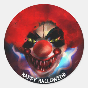 Griezelige enge killer clown Halloween feest gunst Ronde Sticker