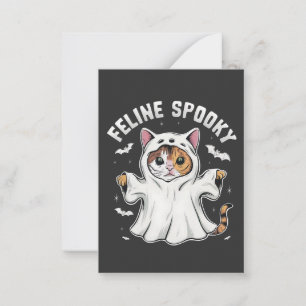 Griezelige Feline Grappige Spookachtige Halloween  Notitiekaartje