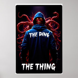 Griezelige figuur in een hoodie met tentakels en g poster