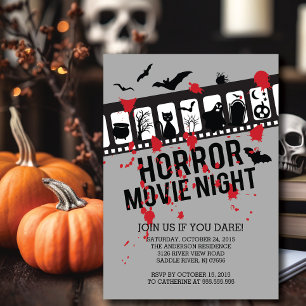 Griezelige Filmavond Filmstrip Halloween Feest Kaart