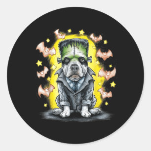 Griezelige Frankenstein Monsterhond - Enge Hallowe Ronde Sticker