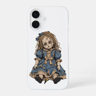 Griezelige gebarsten porseleinen pop telefoonhoes iPhone 16 hoesje